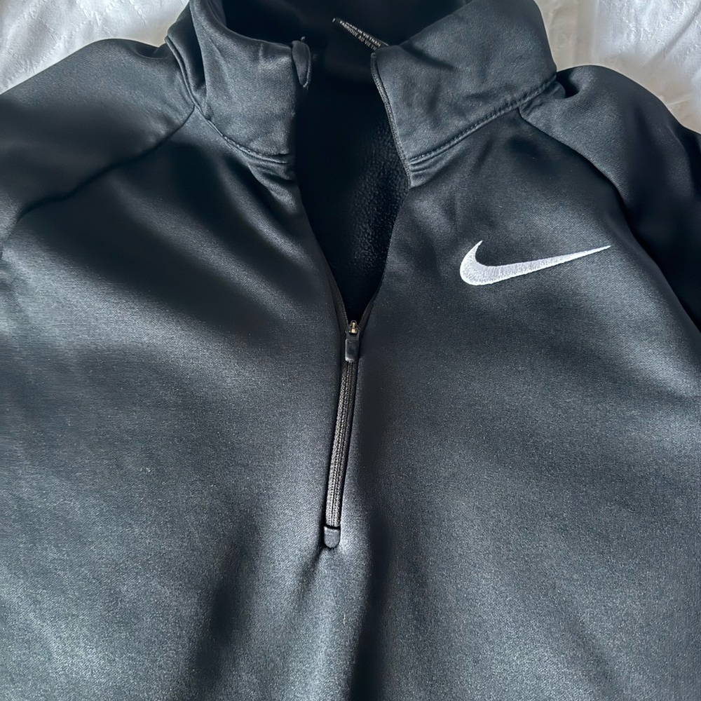 Nike Black Quarter-Zip Pullover with White Swoosh